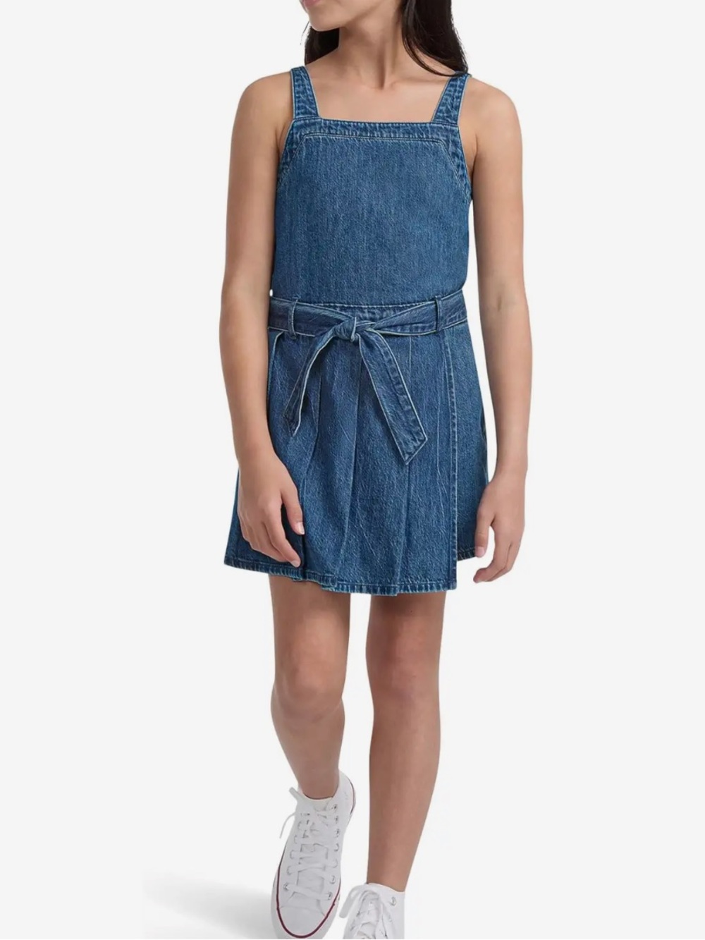 abercrombie kids Blue Denim Tie-Waist Jumper Dress skort 100%cotton